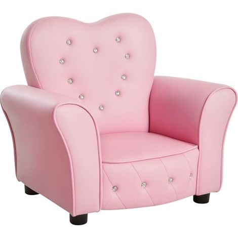 Fauteuil enfant en mousse avec pieds en bois massif, rose, 59 x 41,5 x 49 cm, pour enfants de 1,5 à 3 ans (1/5)