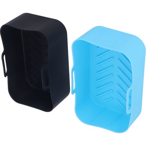 Lot de 2 paniers de rechange antiadhésifs en silicone pour friteuse Ninja DZ201 Foodi 8QT (bleu et noir). (1/5)