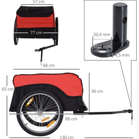 Remorque de transport Remorque de fret Remorque de vélo Remorque de fret de frette rouge-noir pour un transport polyvalent (1/5)