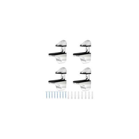 4 Pièces Support Etagere Verre, Pince Verre Réglables en Alliage de Zinc pour étagère en Bois/Verre de 3 à 20 mm épaisseur - Crezuo