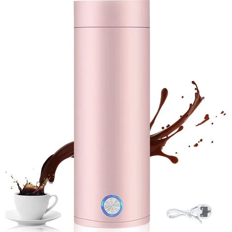 Bouilloire portable - Ébullition rapide en 5 minutes, 400 ml, chauffe-eau électrique en acier inoxydable, idéale pour le thé et le café. (1/5)