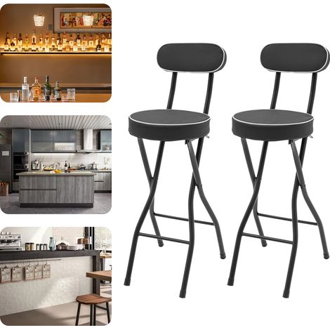 YISSALE-Gepolsterter klappbarer Hocker im 2er-Set - tragbarer Barhocker mit komfortabler Polsterung, ideal für Camping, Picknick, Grillen und Reisen, vielseitig auch für Wohnzimmer, Garage und Werksta (1/5)