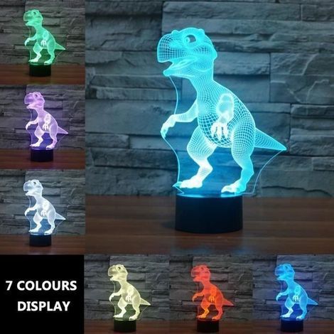 (Schwarz) LED-Nachtlicht für Kinder, 3D-Dinosaurierlampe, Nachttischlampe mit 7 wechselnden Farben für Wohnzimmer und Schlafzimmer (1/4)
