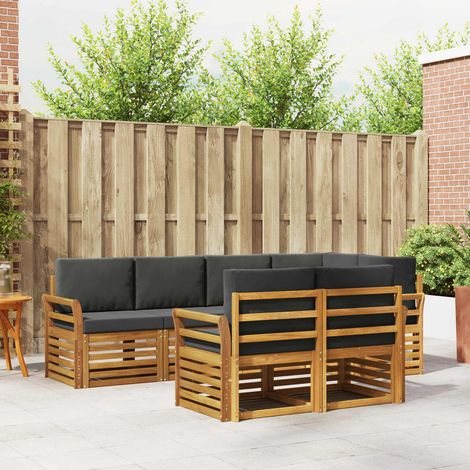 Ecksofa Set 7 pcs Natur und Anthrazit Massivholz Akazie (1/5)