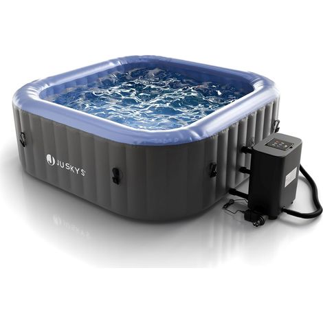Jacuzzi gonfiabile per 4-6 persone Grigio Blu senza illuminazione a LED Jacuzzi da esterno resistente alle intemperie per giardino e terrazza