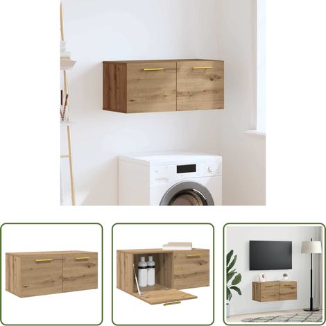 Rangement mural - Meuble mural Montage mural chêne artisanal 80 x 36.5 x 35 cm (1/5)