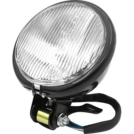 Retro Motorrad Frontscheinwerfer, schwarz, 7 Zoll, Metallgehäuse, Klassisches Design