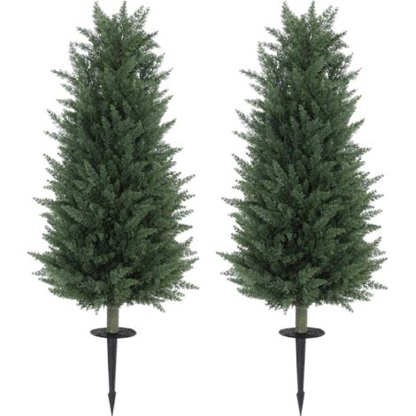 Cipresso artificiale da 100 cm con picchetto per terreno integrato – Albero decorativo realistico in plastica di alta qualità, ideale per ufficio, soggiorno, camera da letto o esterno