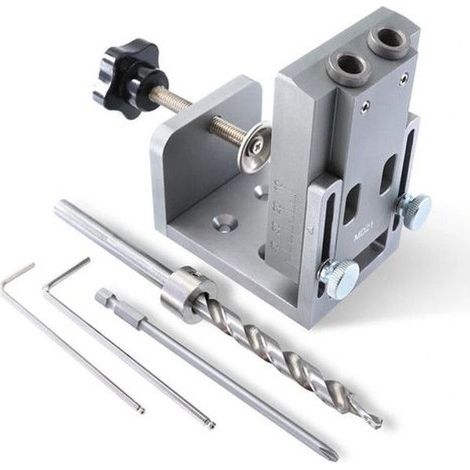 Kit de gabarit de trou de poche en alliage d'aluminium avec gabarit de chevillage en bois de foret étagé de 9 mm (1/4)