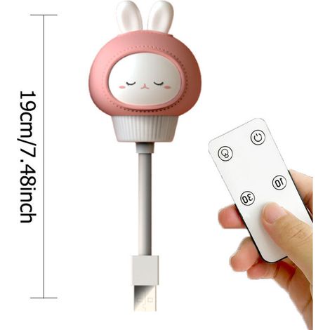 Veilleuse LED USB Little Driver, veilleuse ours mignonne avec télécommande, décoration pour chambre de bébé, lampe de chevet, cadeau de Noël, 1 pièce (rose)