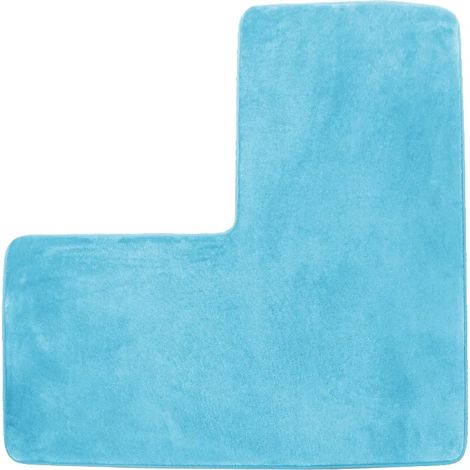 Tappetino da bagno a forma di L, antiscivolo in memory foam, morbido e assorbente, 80x80 cm - b, azzurro cielo - 1 (1/2)