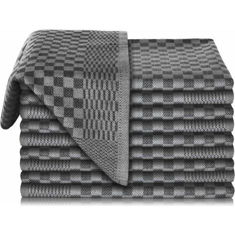 Set mit 10 hochwertigen Geschirrtüchern – 100 % super saugfähige Baumwolle, 70 x 45 cm – Schwarz (1/4)
