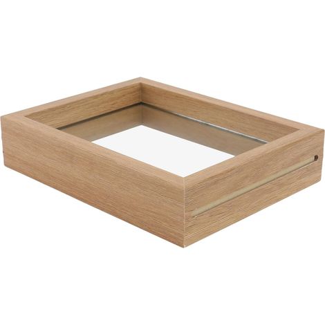 Cadre Photo en Bois de Style Nordique Verre Double Face, Présentoir Photo Décoratif Rectangulaire Beige pour Bureau et Décoration de Chambre (1/5)