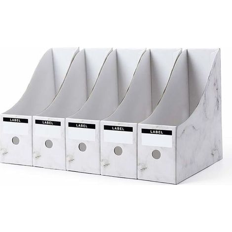 5 Pcs Porte-revues, Fichier Boîte Range-revue pour Rangement Organisateur Document Papier A4 Magazine Livre de Bureau École Maison (Blanc) (1/4)