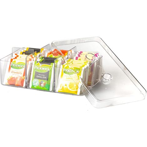 Mepal - Scatola Rettangolare per il tè Stora - Contenitore per tè con 6 Scomparti - Scatola Trasparente le Bustine di tè - Conservazione e Organizzazione della Cucina - Lavabile in Lavastoviglie (1/3)
