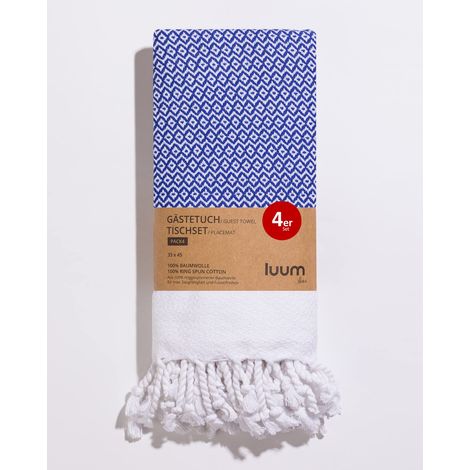 Lot de 4 serviettes d'invités - Sets de table lavables - 100 % coton - Séchage rapide - Non pelucheux - Bleu roi - 33 x 45 cm - Idée cadeau de mariage (1/3)