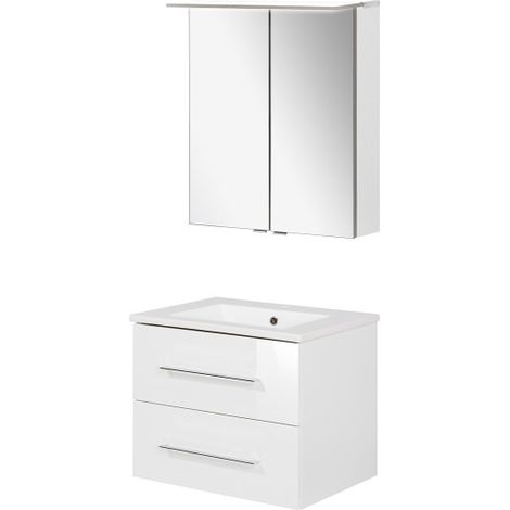Fackelmann B.perfekt Badmöbel Set 3-teilig, 60 cm, Weiß, LED-Spiegelschrank-09829 (1/5)