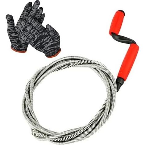 Professionelle 5-m-Abflussspirale, Spülbeckenreiniger mit Handschuhen, Edelstahl-Rohrreinigungswerkzeug für Toilette, Waschbecken, Dusche, Badewanne - (1/5)