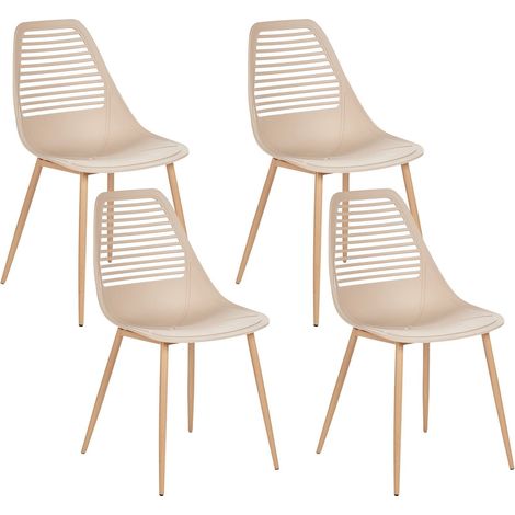 Set di 4 sedie da pranzo moderne minimaliste senza braccioli e con seduta in plastica beige Montello