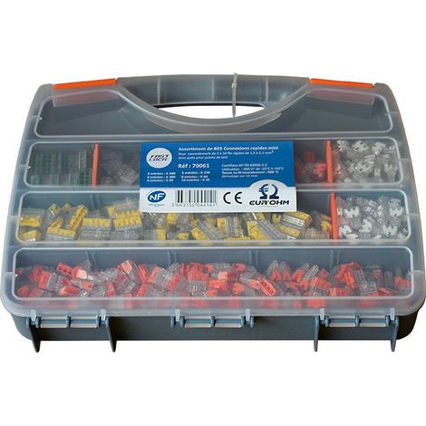 Mallette de 805 bornes de connexion rapide panachées pour fil rigide - EUROHM - 70061 (1/4)