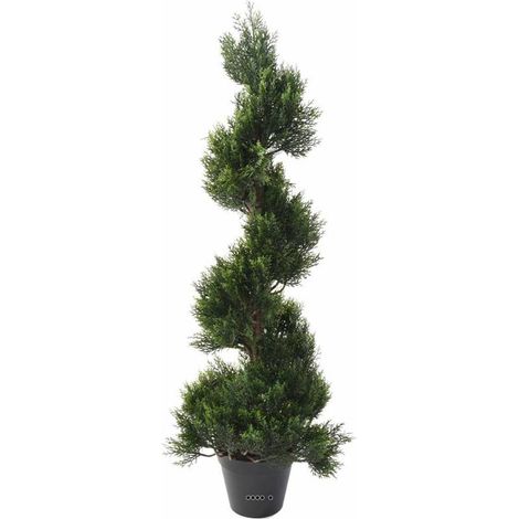 Cyprès artificiel en pot pour extérieur forme spirale H 125 cm Vert - dimhaut: H 125 cm - couleur: Vert
