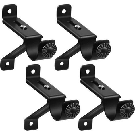 Support de Tringle à Rideau - Réglable 10 à 13 cm - Métal Noir - Pour Rideaux, Placards, Douche - Lot de 2 (1/4)