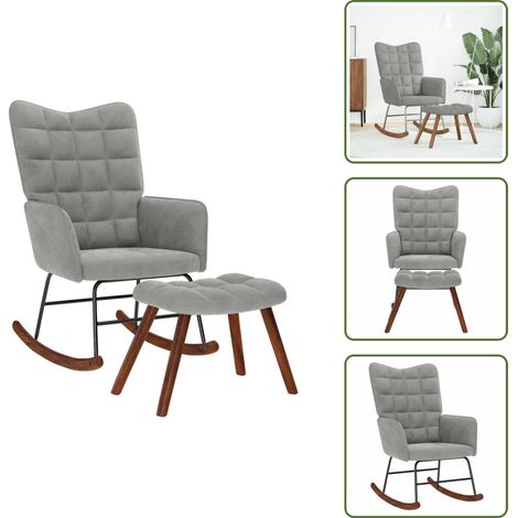 vidaXL Chaise à bascule avec repose-pied gris clair velours