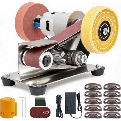 Ponceuses à Bande, Affûteur De Couteaux à Angle Fixe De 15 Degrés, Ponceuse Électrique, Miniponceuse Kit De Meuleuse à Bande, Meuleuse De Bord Avec 10 Bandes Abrasives, Pour Bois Métal