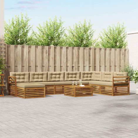 vidaXL Outdoor-Sofagarnitur 9 pcs Natur und Beige Massivholz Akazie (1/5)