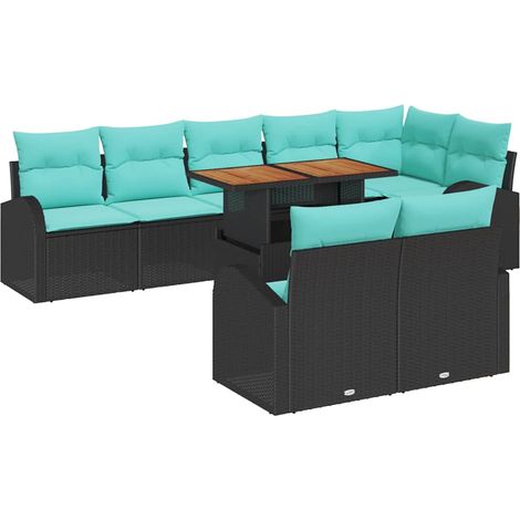 Garden Sofa Set with Storage 9 pcs Black Poly rattan vidaXL (1/5)