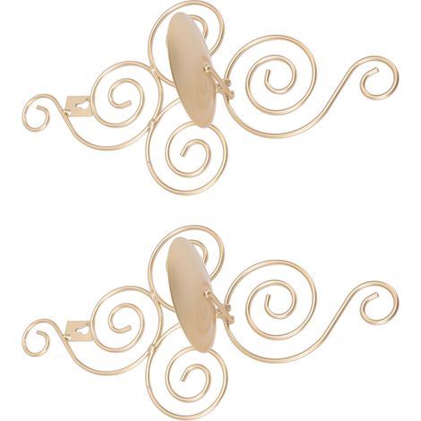 2 Pièces Support Bougie Murale Style Européen Pliable en Fer Forgé Doré, Décor d'Intérieur