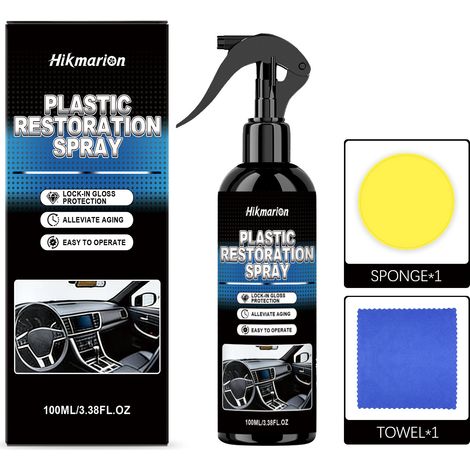 Auto-Kunststoffreiniger, milde Formel zur Reinigung von Innen- und Außenflächen, entfernt Schmutz und Staub – 100 ml, Schwamm, Tuch -- DTEKGAZ (1/5)