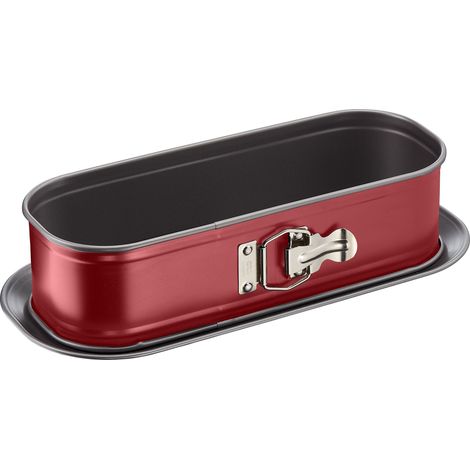 TEFAL Moule a cake Delibake en acier - O 30 x 11 cm - Rouge et gris - Avec charniere (1/4)