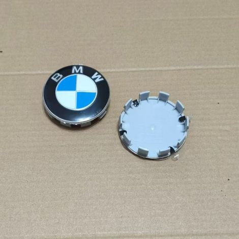 Cache-moyeu BMW 68mm – Capuchon centre jante auto aluminium pour 1, 2, 3, 4, 5, X1-X6, 320GT, accessoire roue voiture, lot 4 pièces – Bleu Blanc (1/2)