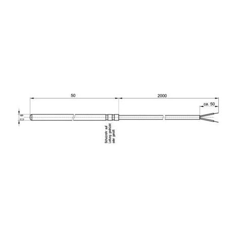 Enda Sensore di temperatura K1-PT100-S-6x50-2M-2L Silicone Sensore tipo Pt100 Campo di misura temperatura-50 fino a 200 (1/2)