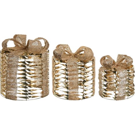 Weihnachtsdekoration 3er Set LED SLIVSO Weihnachtsgeschenke 20/25/30 cm Gold