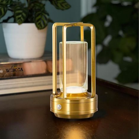 Lampe de table LED portable sans fil en cristal - Grande capacité de 4000 mAh, rechargeable, pour l'extérieur, idéale pour une table de jardin ou une terrasse. Lanterne d'extérieur rechargeable. (1/5)