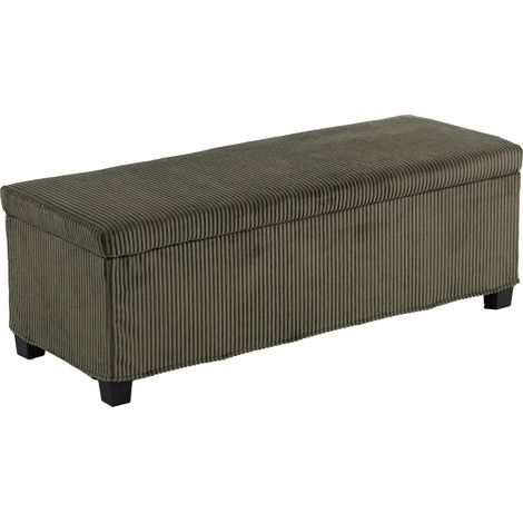 Banc de rangement - bout de lit - HOMCOM - en velours côtelé avec couvercle - velours côtelé - 112x42x40cm - vert clair (1/5)