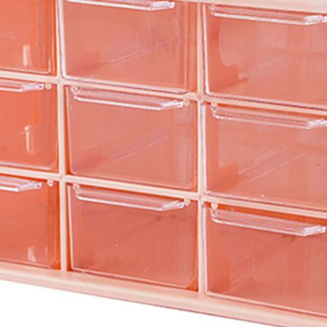 Neunteilige Aufbewahrungsbox im mädchenhaften Stil, staubdichte Schubladenkonstruktion, für Bürobedarf, Schmuck, Kosmetik, rosa. (1/5)