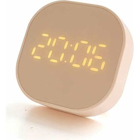 Alarm clock smart sensor, with C/F temperature display, countdown function, magnetic kitchen timer, USB/battery power supply, dual alarm, 12/24 hours (T1- flesh pink)