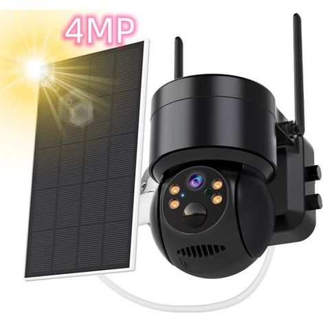 Caméra de surveillance solaire 4MP - Vision nocturne, détection PIR, audio bidirectionnel (1/4)