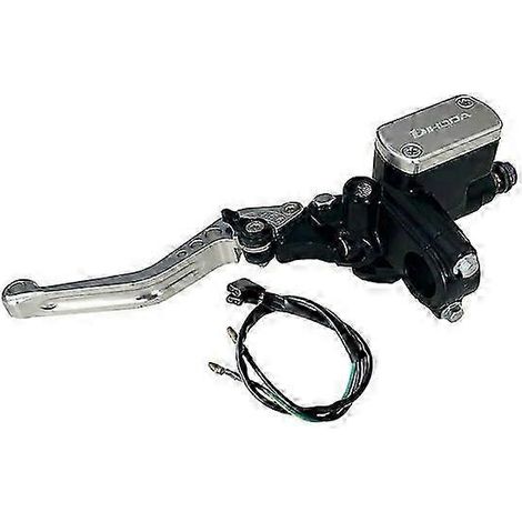 Maître-cylindre de frein/embrayage hydraulique universel à piston de 14 mm pour motos Honda, Yamaha, Kawasaki et Suzuki (kit d'entretien des freins pour véhicules) (argenté, à gauche) (1/5)