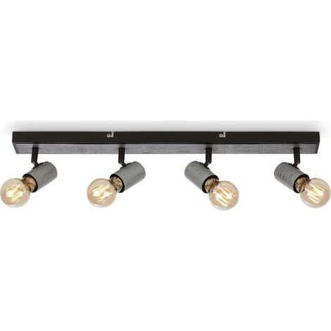 Plafonnier Spot pivotant 4xE27 60W IP20 argent antique m tal Briloner (1/5)