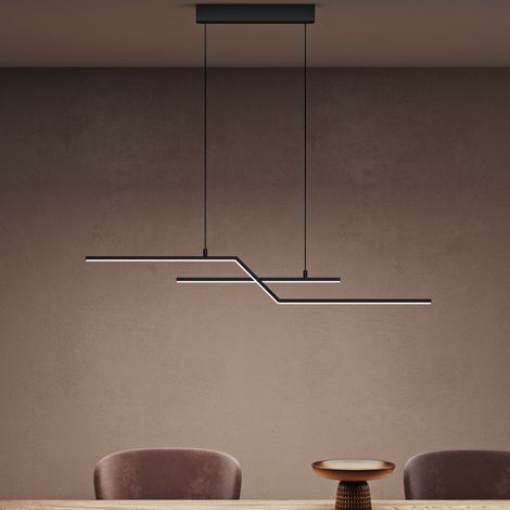 doporro Lampadario a Sospensione 18W, 105 cm, Metallo Base, Lunghezza Filo 100 cm, Altezza regolabile, Lampada da Soffitto a Sospensione per Camera da Letto e Soggiorno, Nero, Alivetta (1/5)