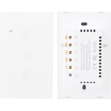 Interrupteur intelligent Wi-Fi GT-121-3, 3 canaux, télécommande pour éclairage, marche/arrêt, 100-240 V CA (1/5)