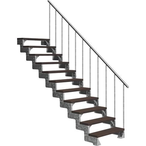 Dolle Außentreppe Gardentop 198-242cm Geschosshöhe mit Trimax dunkelbraun 100cm breit mit Geländer