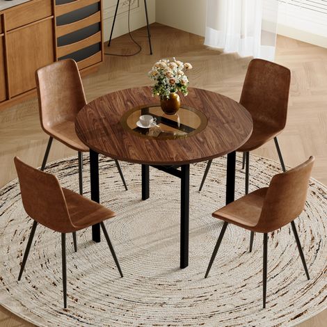 Set tavolo rotondo 100 cm in MDF effetto legno marrone, con contenitore, FloraGrace (1/5)