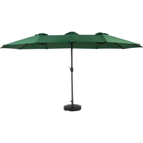 Parasol extérieur rectangulaire double face de 14,8 pieds avec manivelle (vert foncé) (sans base) (1/5)