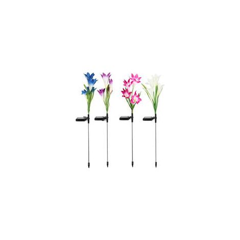 Paquete de 4 luces solares decorativas con forma de flor para jardín - 16 lirios impermeables - Decoración para patio, césped y terraza (1/5)
