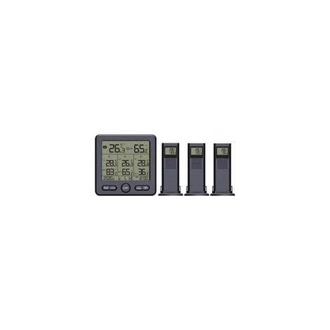Thermomètre numérique hygromètre avec 3 capteurs sans fil LCD Rétro-éclairage Température Humidité Station Météo Heure Date Semaine Alarme Over-Limit pour Intérieur Extérieur (1/5)